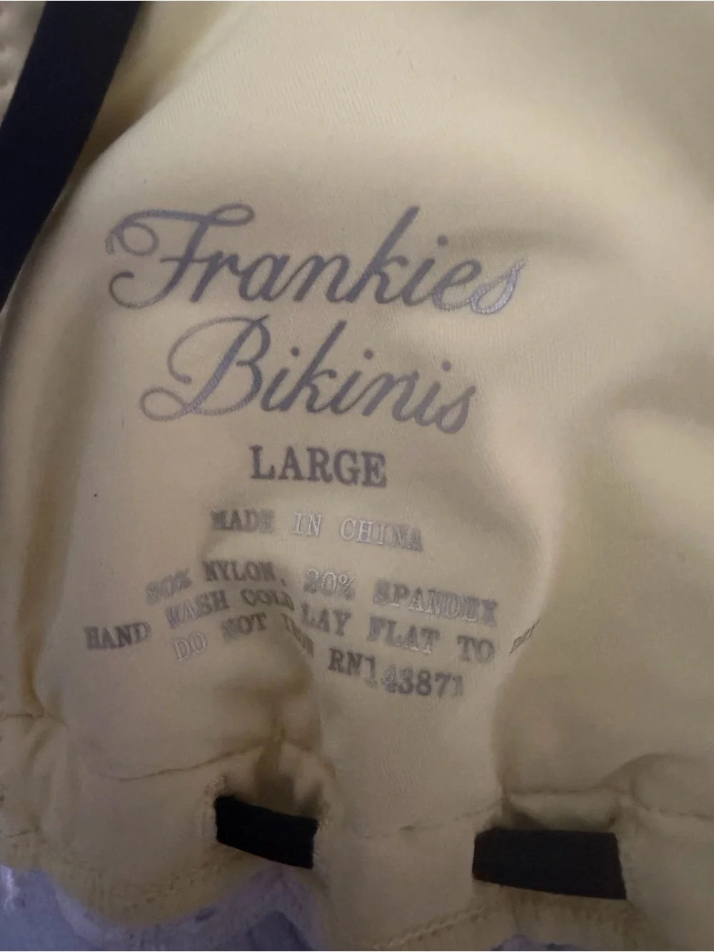 NWT-Frankie's Bikinis, Lana Bikini top, Lacy Micro Bikini bottom in Lemon Dot, L